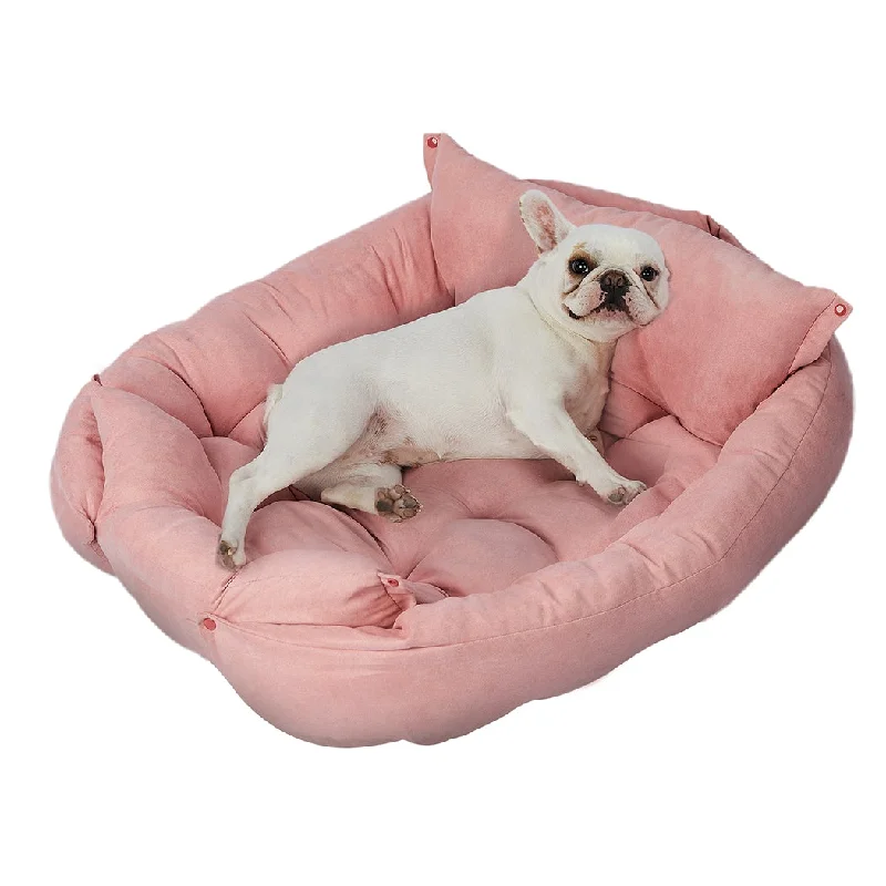 PaWz Pet Bed 2 Way Use Dog Cat Soft Warm Calming Mat Sleeping Kennel Sofa Pink L