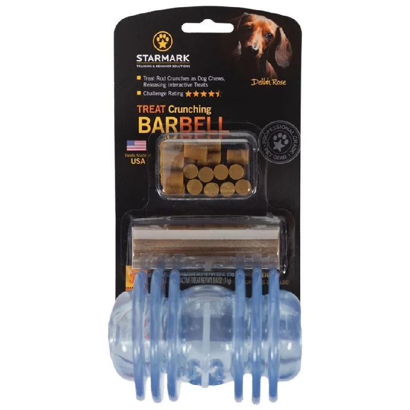 TREAT DISPENSING BARBELL DOG CHEW (MEDIUM, BLUE)