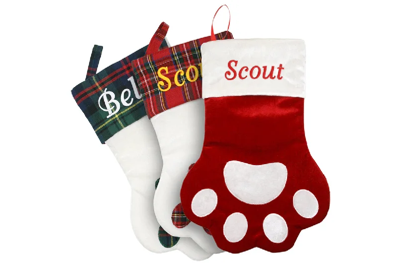 Paw Shaped Christmas Stocking for Pets, Personalized