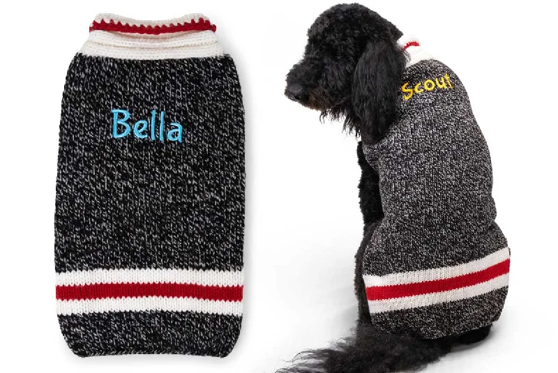 Black Wool Dog Sweater, Personalized