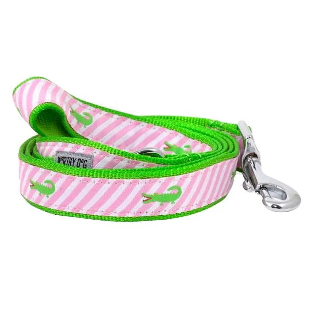 Leash | Pink Stripe Alligators