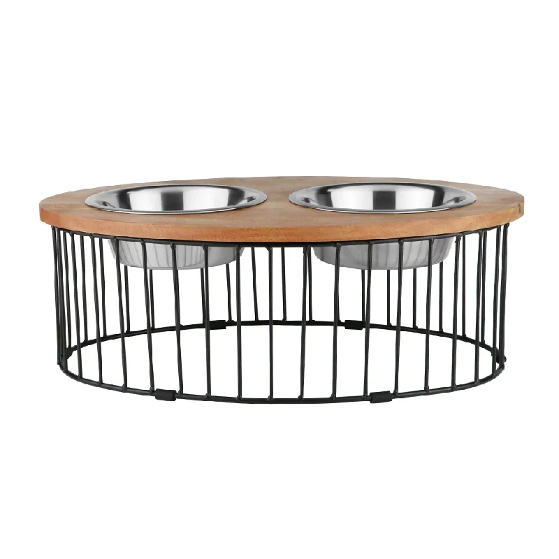 Pawpourri Wooden Elevated Oval Cage Diner for Medium and Large Dogs