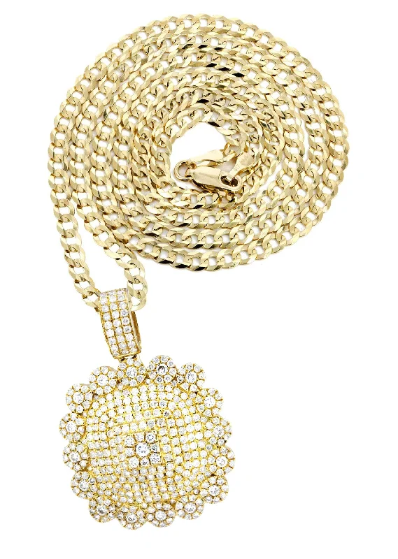 10K Yellow Gold Dog Tag Diamond Necklace  | 2.35 Carats