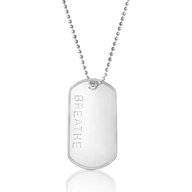 BREATHE - Stainless Steel Dog Tag Necklace