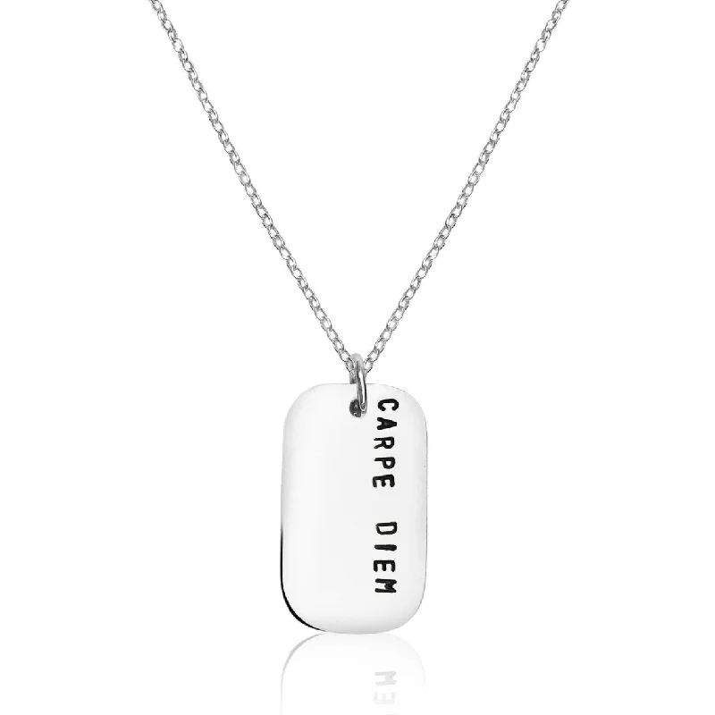 Carpe Diem Inspirational Dog Tag Necklace