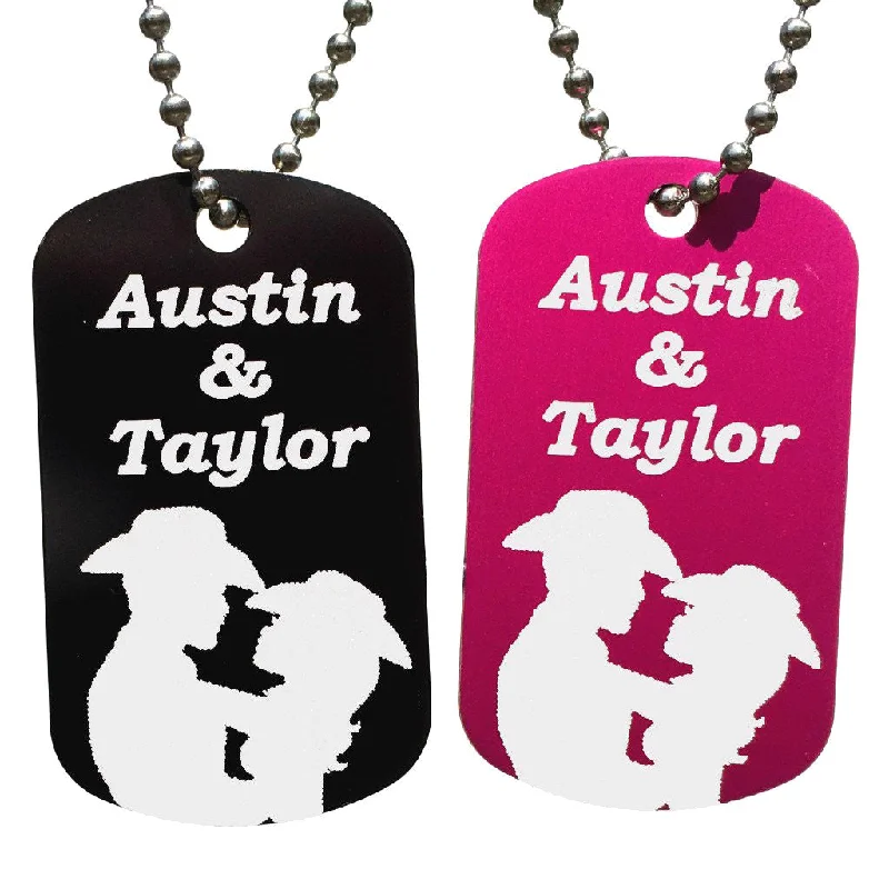 Cowboy & Cowgirl Dog Tag Necklaces with Free Customization (Pair)