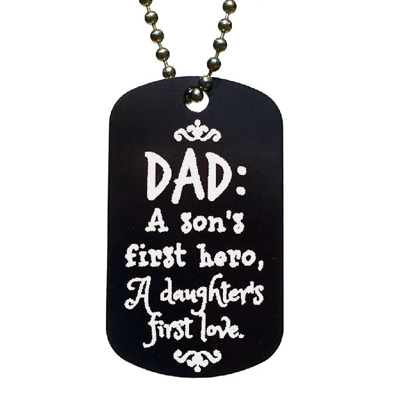 Dad is Son's Hero & Daughter's Love Dog Tag Necklace