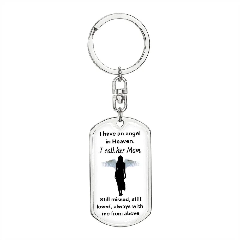 Dog Tag Swivel Keychain, Memorial Gift for Son or Daughter, Sympathy Gift- Loss of Mother, Mom , Silver/Gold