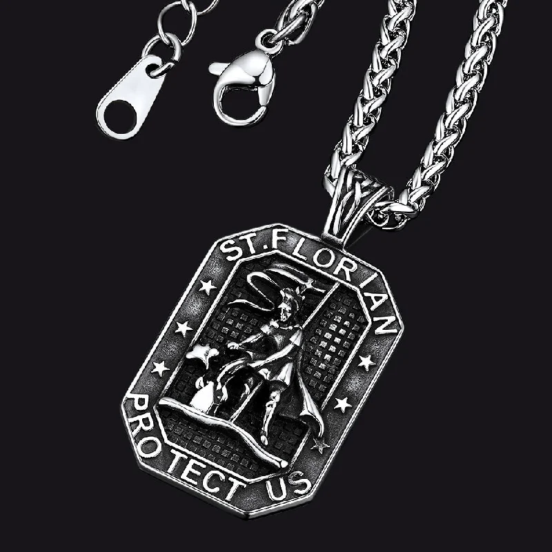 Custom Saint Florian Firefighter Dog Tag Necklace