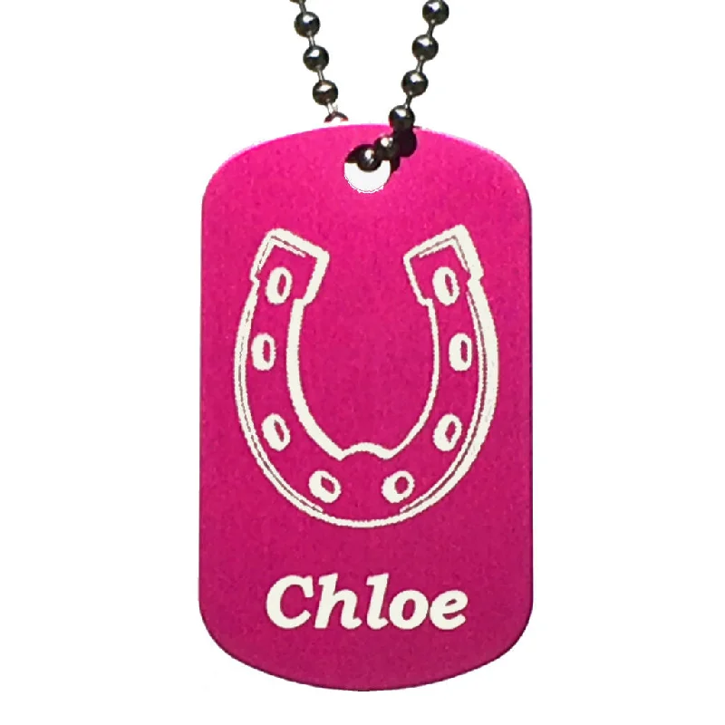 Horseshoe with Your Names Dog Tag Necklace