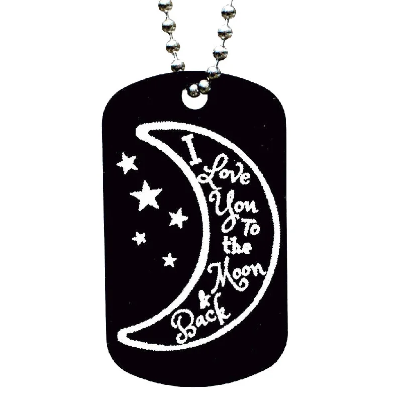 I Love You to the Moon & Back Dog Tag Necklace