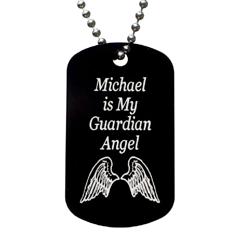 My Guardian Angel Personalized with Name Dog Tag Necklace