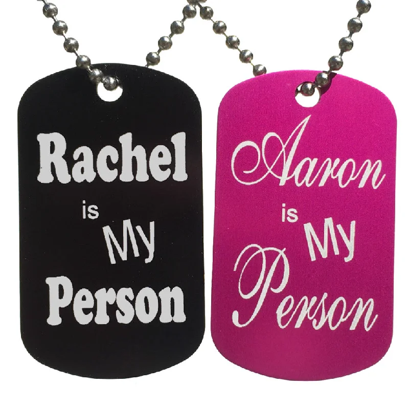 My Person Custom Names Dog Tag Necklaces (Pair)