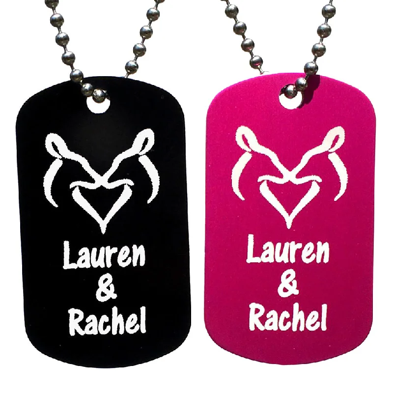 Snuggling Does Dog Tag Necklaces with Free Customization (Pair)